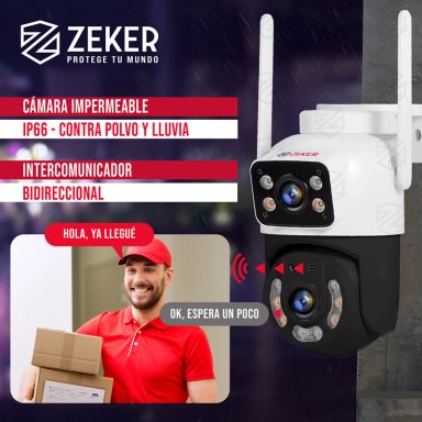 CAMARA DE SEGURIDAD 5G ZEKER DOBLE 4MP EXTERIOR IMPERMEABLE - 4