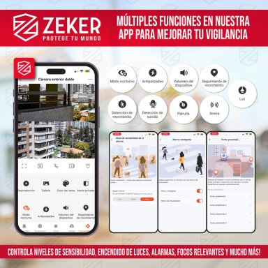 CAMARA DE SEGURIDAD 5G ZEKER DOBLE 4MP EXTERIOR IMPERMEABLE - 6
