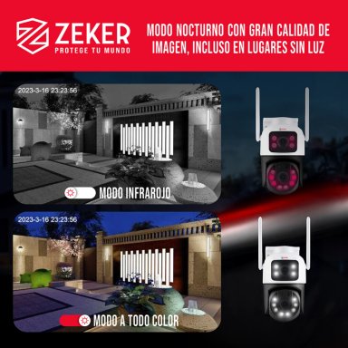 CAMARA DE SEGURIDAD 5G ZEKER DOBLE 4MP EXTERIOR IMPERMEABLE - 7