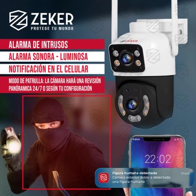 CAMARA DE SEGURIDAD 5G ZEKER DOBLE 4MP EXTERIOR IMPERMEABLE - 8