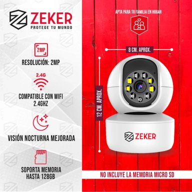 CAMARA DE SEGURIDAD INTERIOR WIFI IP ZEKER 2MP 5G PAN TILT - 2