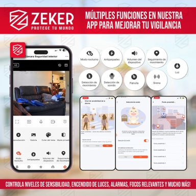 CAMARA DE SEGURIDAD INTERIOR WIFI IP ZEKER 2MP 5G PAN TILT - 3