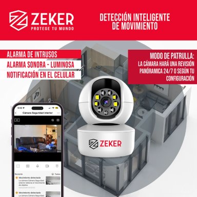 CAMARA DE SEGURIDAD INTERIOR WIFI IP ZEKER 2MP 5G PAN TILT - 7