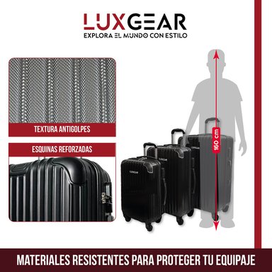 MALETAS 10 15 23KG LUXGEAR SET X3 MALETAS VIAJE ANTIGOLPES - 3