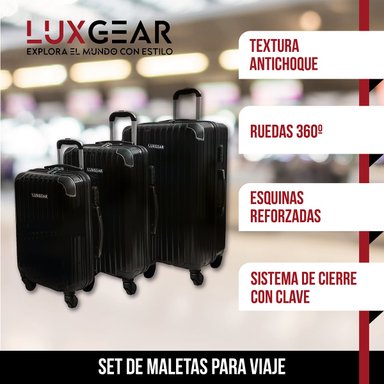 MALETAS 10 15 23KG LUXGEAR SET X3 MALETAS VIAJE ANTIGOLPES - 6