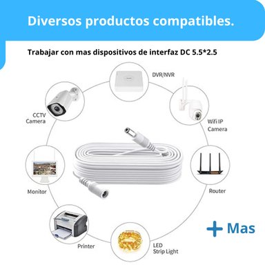ADAPTADOR CABLE CÁMARA SEGURIDAD EXTENSOR UNIVERSAL 5 METROS 12V - 4