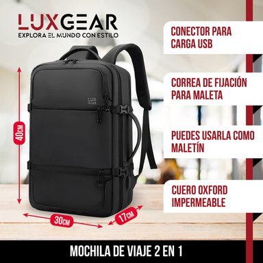 MOCHILA NOTEBOOK VIAJE LUXGEAR ELITE IMPERMEABLE EJECUTIVA - 2