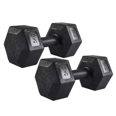 MANCUERNA HEXAGONAL 5KG PAR SET X2 PESAS PVC 10KG OVERFIT - 1