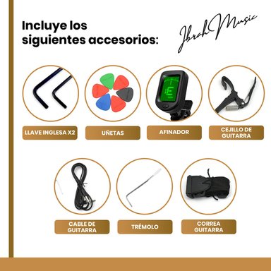 GUITARRA ELE CTRICA STRATO IBRAH + AMPLIF + ACCESORIOS NEGRA - 4