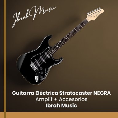 GUITARRA ELE CTRICA STRATO IBRAH + AMPLIF + ACCESORIOS NEGRA - 9