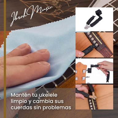 UKELELE SOPRANO CONCIERTO IBRAH 21 PULGADAS + ACCESORIOS - 4