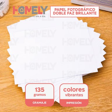 PAPEL FOTOGRÁFICO HOMELY A4 DOBLE FAZ CAMARA FOTO 50 UNIDAD - 2