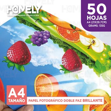 PAPEL FOTOGRÁFICO HOMELY A4 DOBLE FAZ CAMARA FOTO 50 UNIDAD - 4