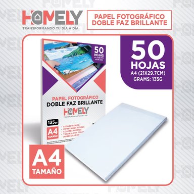 PAPEL FOTOGRÁFICO HOMELY A4 DOBLE FAZ CAMARA FOTO 50 UNIDAD - 9