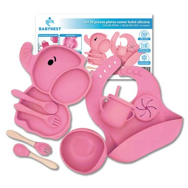 SET ALIMENTACION SILICONA BEBE 10P ANTIDESLIZANTE BABYNEST - 1