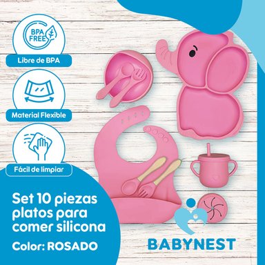 SET ALIMENTACION SILICONA BEBE 10P ANTIDESLIZANTE BABYNEST - 2