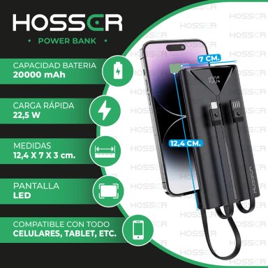 POWER BANK 20000MAH HOSSER CARGADOR PORTATIL CELULAR EXTERNO - 2