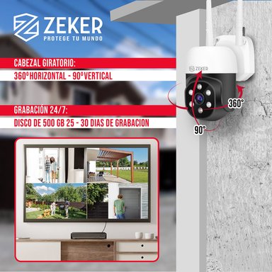 KIT NVR CAMARAS ZEKER SEGURIDAD FHD 1080P + DISCO DURO 500GB - 4