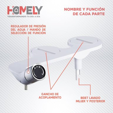 BIDET DUCHA HOMELY WC INODORO SET UNIVERSAL FLUJO AJUSTABLE - 5