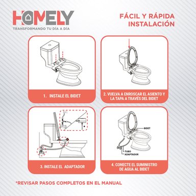 BIDET DUCHA HOMELY WC INODORO SET UNIVERSAL FLUJO AJUSTABLE - 6