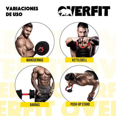 SET MANCUERNAS + BARRA + KETTLEBELL UNIBLES OVERFIT 30KG - 4