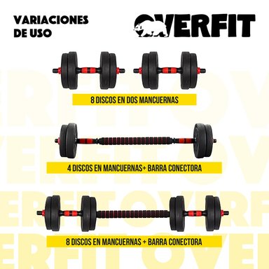 SET MANCUERNAS + BARRA + KETTLEBELL UNIBLES OVERFIT 30KG - 5