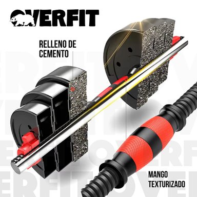 SET MANCUERNAS + BARRA + KETTLEBELL UNIBLES OVERFIT 30KG - 6