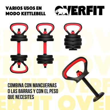 SET MANCUERNAS + BARRA + KETTLEBELL UNIBLES OVERFIT 30KG - 8