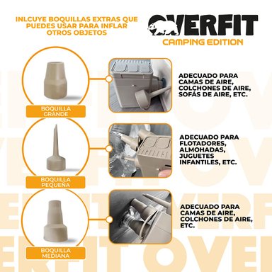 COLCHON INFLABLE ELECTRICO 2 PLAZAS OVERFIT BOMBA PORTATIL - 5
