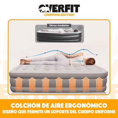 COLCHON INFLABLE ELECTRICO 2 PLAZAS OVERFIT BOMBA PORTATIL - 6