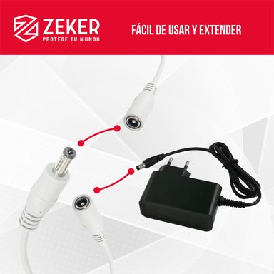 CABLE DUAL CAMARA SEGURIDAD ZEKER EXTENSOR PODER ETHERNET 5M - 4
