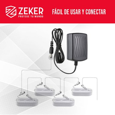 CABLE CAMARA SEGURIDAD ZEKER EXTENSOR UNIVERSAL 15 MTS 12V - 8