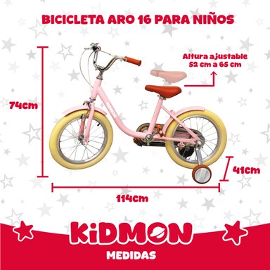 BICICLETA INFANTIL ARO 16 KIDMON RUEDAS DE APRENDIZAJE NIÑA - 2