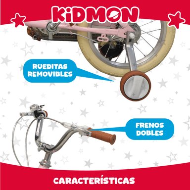 BICICLETA INFANTIL ARO 16 KIDMON RUEDAS DE APRENDIZAJE NIÑA - 5