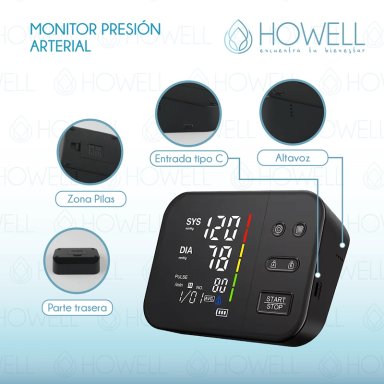TENSIOMETRO V2 TOMA PRESION DIGITAL PRO HOWELL USB BATERIA - 2