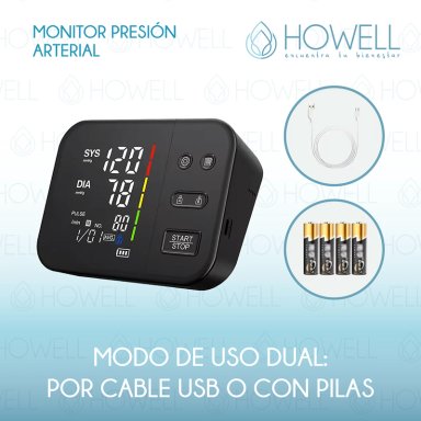 TENSIOMETRO V2 TOMA PRESION DIGITAL PRO HOWELL USB BATERIA - 8