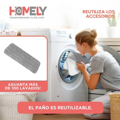 MOPA PLANA GIRATORIA 360° BALDE PLEGABLE HOMELY MICROFIBRA - 5
