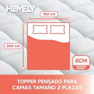 TOPPER CUBRE COLCHON 2 PLAZAS HOMELY ACOLCHADO PREMIUM - 3