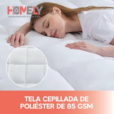 TOPPER CUBRE COLCHON 2 PLAZAS HOMELY ACOLCHADO PREMIUM - 4
