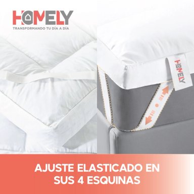 TOPPER CUBRE COLCHON 2 PLAZAS HOMELY ACOLCHADO PREMIUM - 6