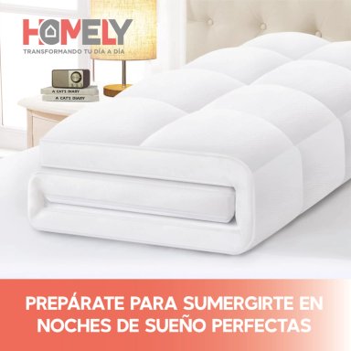 TOPPER CUBRE COLCHON 2 PLAZAS HOMELY ACOLCHADO PREMIUM - 8
