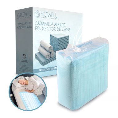 SABANILLA ADULTO PROTECTOR CAMA HOWELL 90X60CM 40 UNIDADES - 1