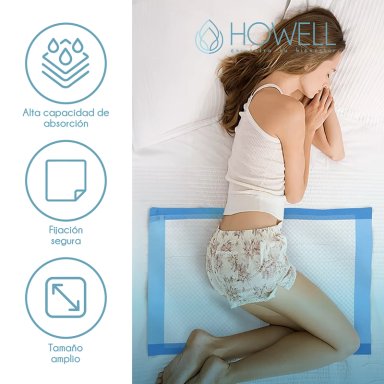 SABANILLA ADULTO PROTECTOR CAMA HOWELL 90X60CM 40 UNIDADES - 3