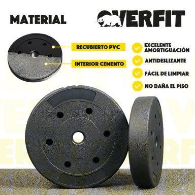 PAR DISCOS PREOLIMPICOS 5KG OVERFIT PVC SET 2 PESAS BARRA - 4