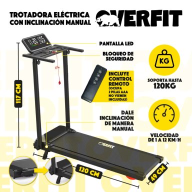 TROTADORA 2 HP OVERFIT CAMINADORA ELECTRICA PLEGABLE 12 KM/H - 2
