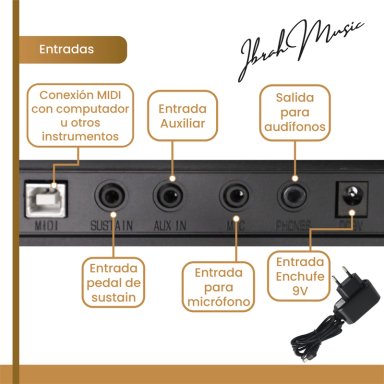 TECLADO MUSICAL 61 TECLAS IBRAH MUSIC PIANO CON MIDI SUSTAIN - 4