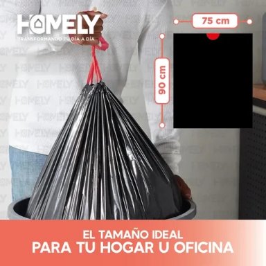 BOLSAS BASURA 75X90CM CON CORDON 20U HOMELY 100L RESISTENTE - 7