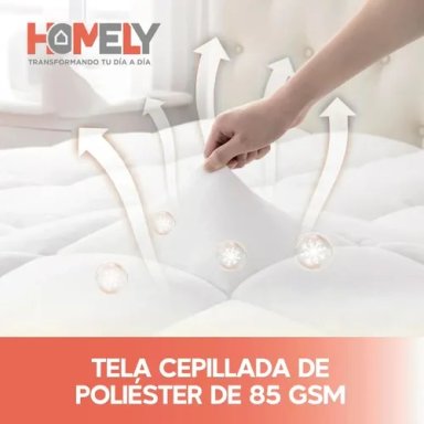 TOPPER CUBRE COLCHON KING HOMELY ACOLCHADO PREMIUM BLANCO BLANCO LISO KING - 5
