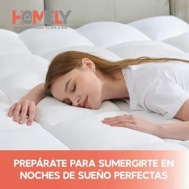 TOPPER CUBRE COLCHON KING HOMELY ACOLCHADO PREMIUM BLANCO BLANCO LISO KING - 8