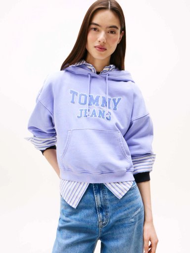 POLERON HOODIE CROP RELAXED CON LOGO - 1